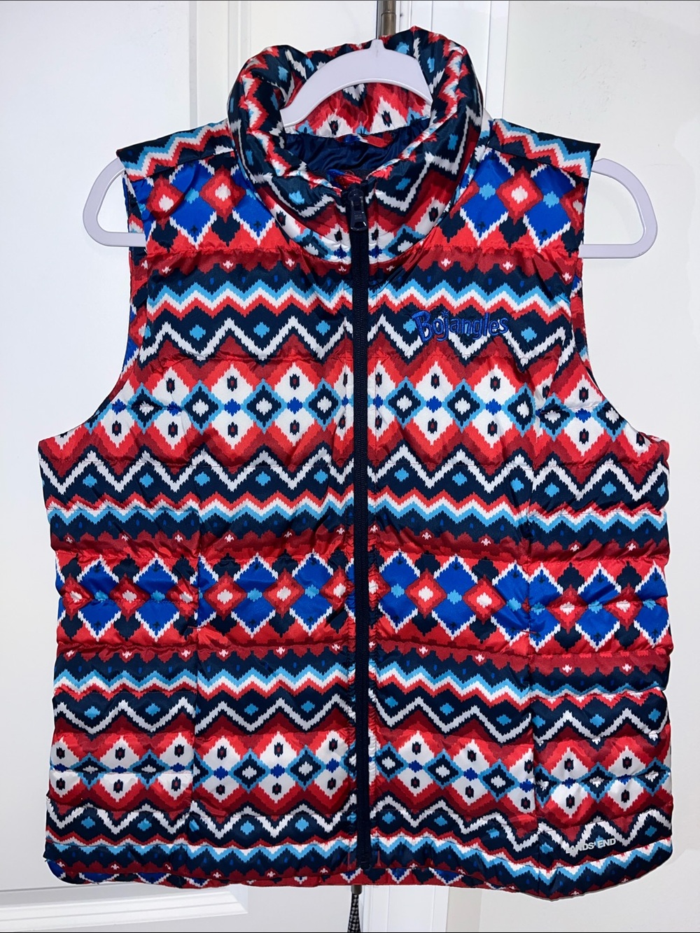 Bojangles Winter Snow Native American Lands end Puffer Puffy Vest Jacket M 10-12